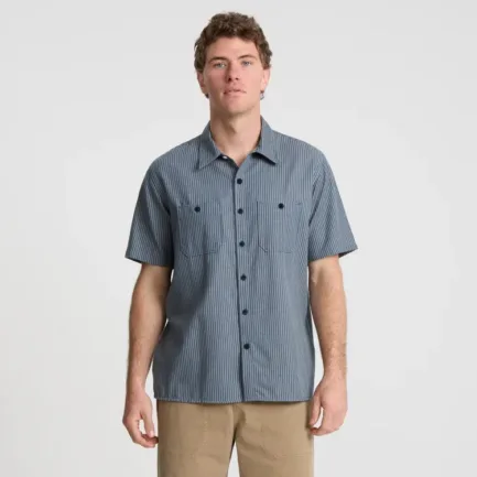Roark Burnt Short Sleeve Button Up Shirt in Burnt Indigo
