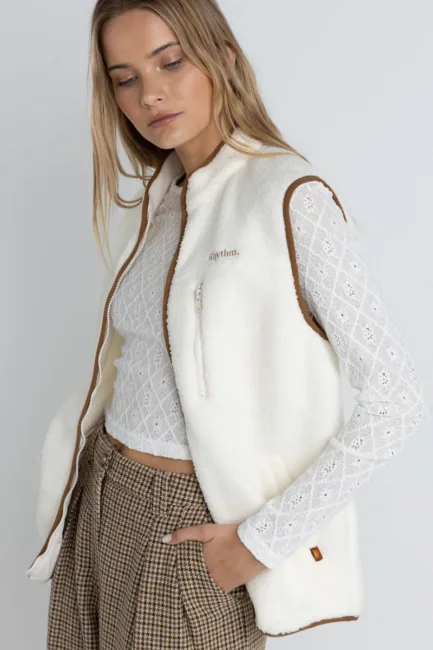 Rhythm Aria Sherpa Vest Vintage White