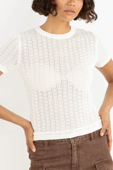 Rhythm Ojai Pointelle Knit Top White