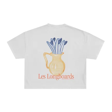 Latitud Fuego AC Les Longboards Crop T-Shirt Ecru-S/M