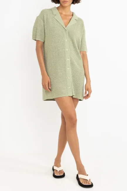 Rhythm Abby Knit Shirt Dress Fern