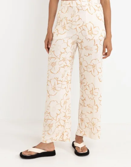 Rhythm Lulu Floral Wide Leg Pant White