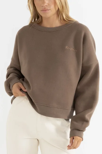 Rhythm Slouchy Crew Neck Fleece Teak