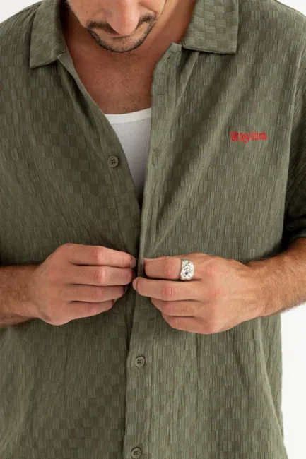 Rhythm Wash Check Relaxed SS Shirt Green