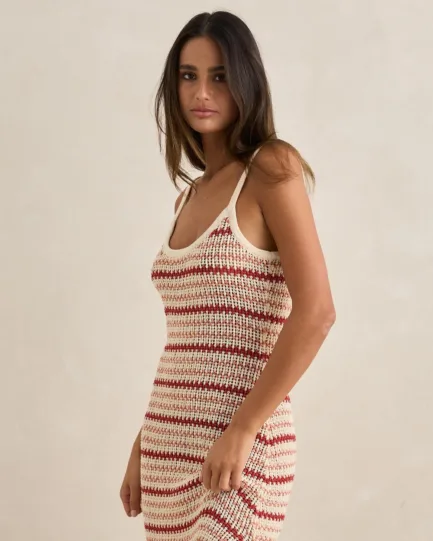 Rhythm Tami Stripe Knit Maxi Dress Watermelon