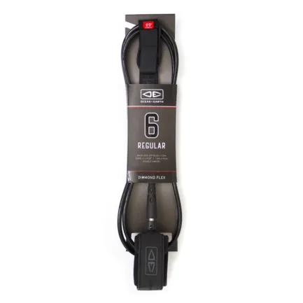 O&E Regular 6'0 Moulded Surfboard Leash Black