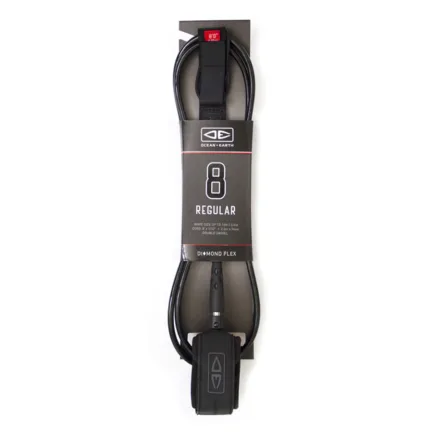 O&E Regular 8'0 Moulded Surfboard Leash Black